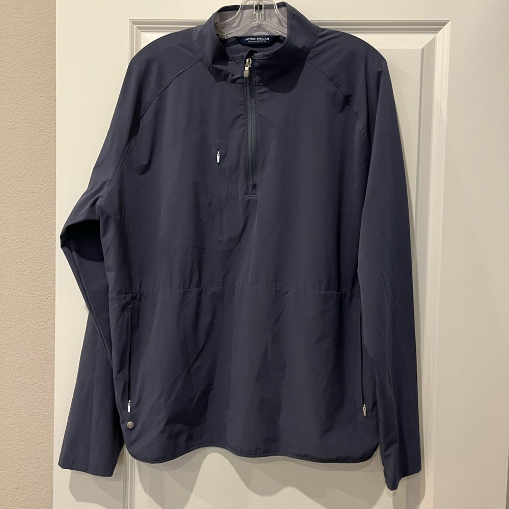 Peter Millar Men's shield half-zip rain shell blue size XL